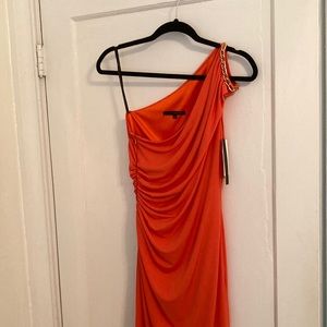 Sexy one shoulder midi dress.